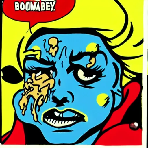 Prompt: Mutant boy covered in painful pimples, by Rob Zombie and Roy Lichtenstein