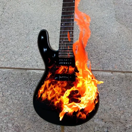 Image similar to an electric guitar made entirely out of fire