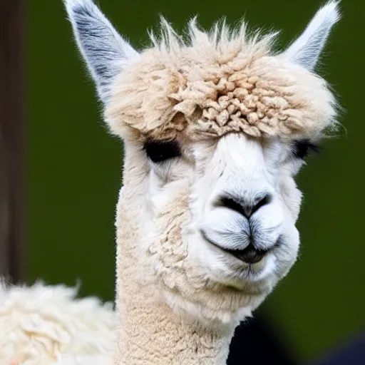 Image similar to an alpaca that resembles donald trump spits in joe biden's face, photorealistic - h 6 4 0