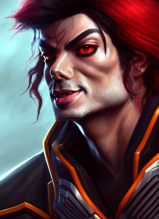 Prompt: portrait of pentakill michael jackson from league of legends, au naturel, hyper detailed, digital art, trending in artstation, cinematic lighting, studio quality, smooth render, unreal engine 5 rendered, octane rendered, art style by klimt and nixeu and ian sprigger and wlop and krenz cushart and riot