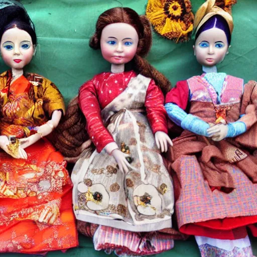 Image similar to Realistic photograph of dolls made in Losoong festival in India