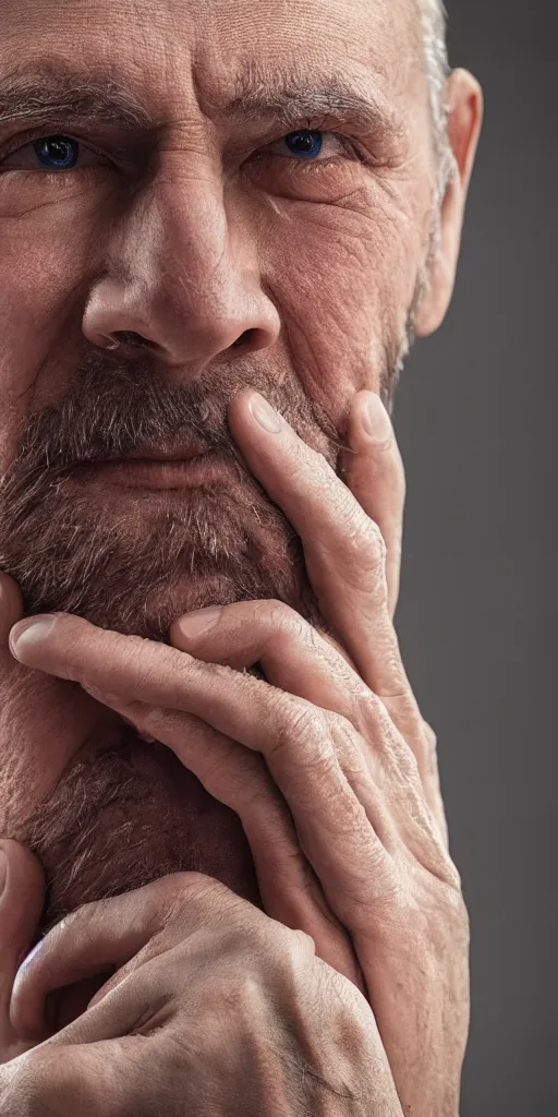 Image similar to a man slowly withering away but genuinely excited about it, ultra detail.