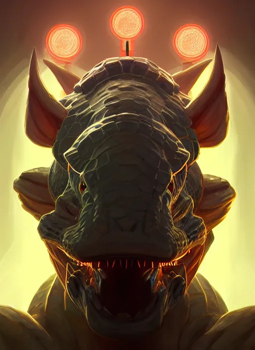 Image similar to symmetry!! portrait of renekton, league of legends, glowing lights!! intricate, elegant, highly detailed, digital painting, artstation, concept art, smooth, sharp focus, illustration, art by artgerm and greg rutkowski and alphonse mucha