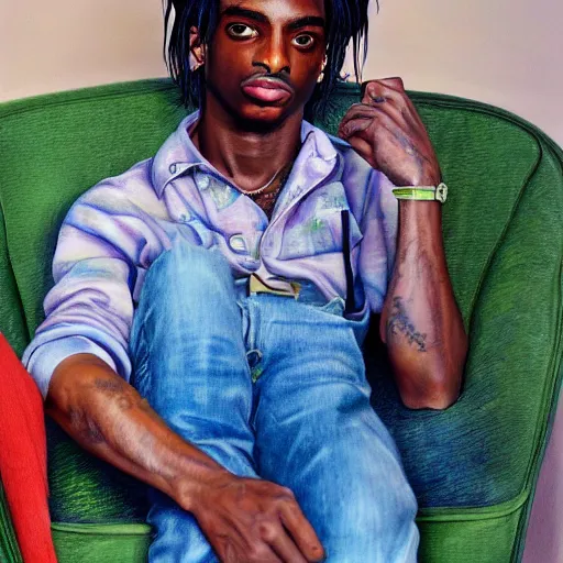 Image similar to playboi carti painted by laurie lipton 4 k detailed super realistic