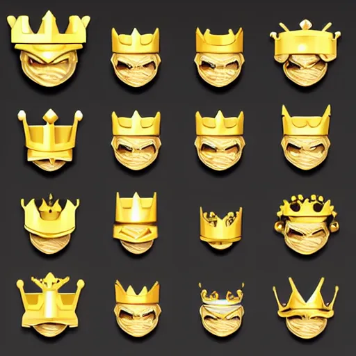 Image similar to gaming emoji concept gold armor crown style of emoji, vector art, white background, no watermark white background