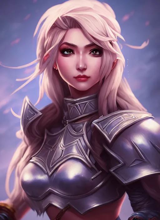 Image similar to sakimi chan, armor, detailed face, dynamic lighting, tony sart, 8 k