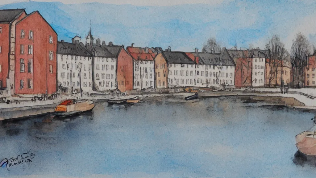 Prompt: orebro aquarelle painting