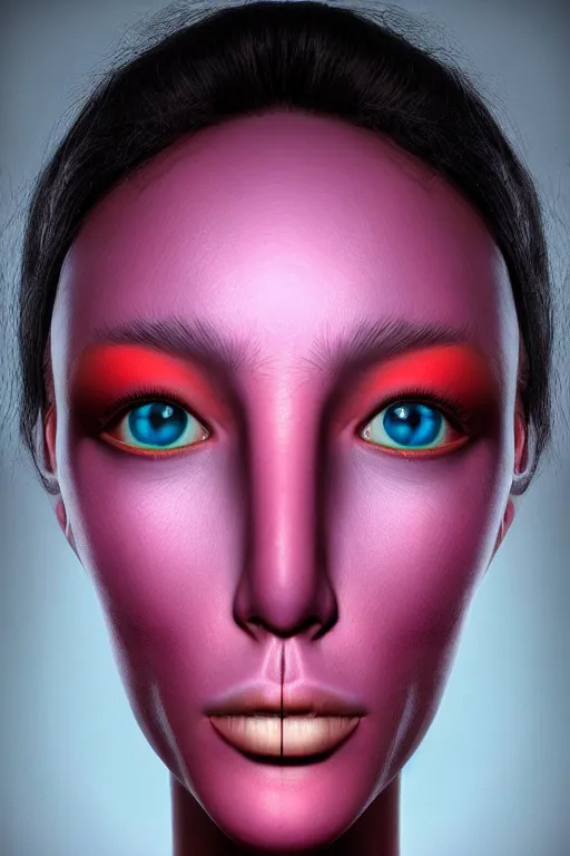 Prompt: ! dream a beautiful woman's face with one colorful eye, beautiful woman cyclopes, a 3 d render by igor morski, cgsociety, psychedelic art, daz 3 d, behance hd, rendered in cinema 4 d