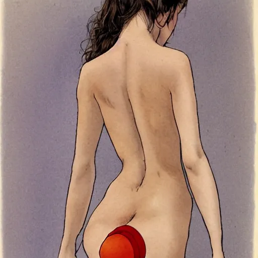 Image similar to Lower back of a beautiful woman, painted by Milo Manara