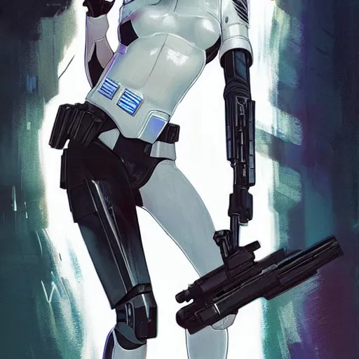 Image similar to sith trooper holding a blaster, very very anime!!!, fine - face, realistic shaded perfect face, fine details. anime. realistic shaded lighting poster by ilya kuvshinov katsuhiro otomo ghost - in - the - shell, magali villeneuve, artgerm, jeremy lipkin and michael garmash and rob rey