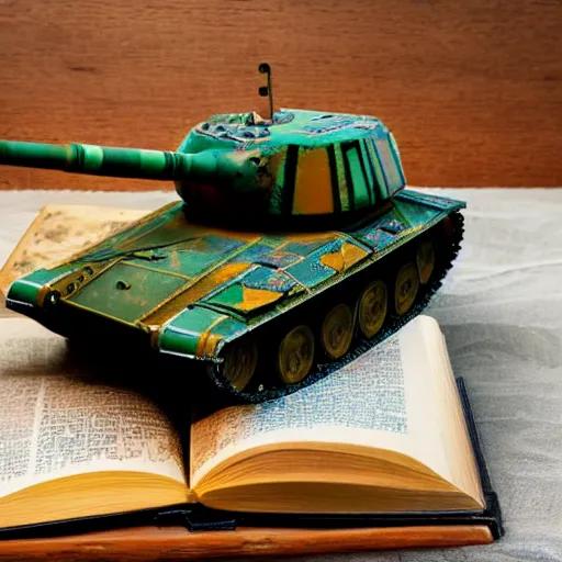 Image similar to book in the shape of a tank, photo