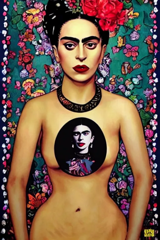 Image similar to Lady Gaga in Frida Kahlo painting style