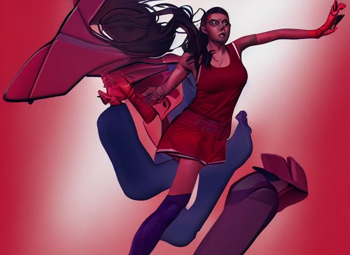 Image similar to basketball sneakers concept of scarlet witch, trending on artstation, smooth, sharp focus