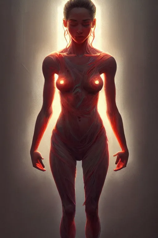 Image similar to detailed intricate digital illustration by greg rutkowski and artgerm and wlop and sanford robinson gifford ; yoga pose. radiant glowing veins ; 1 3 mm film, arri alfa anamorphic lens, sharp focus ; lit from behind, edge lighting, trending on artstation 8 k