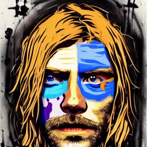 a portrait of a kurt cobain skull face, in the style | Stable Diffusion ...