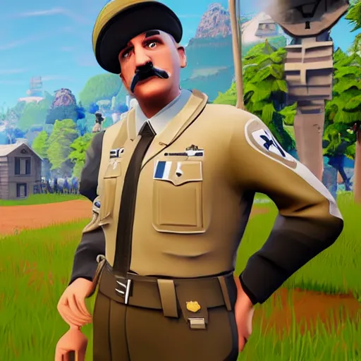 Prompt: adolf hitler as a fortnite character, ingame, 4 k, highly detailed