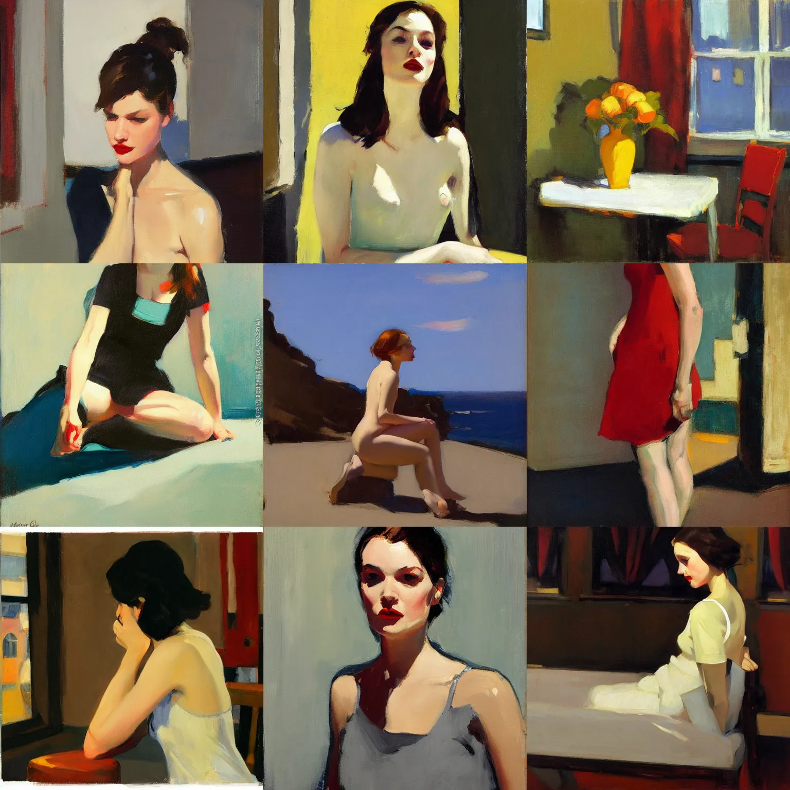 Prompt: artwork by malcolm liepke and edward hopper