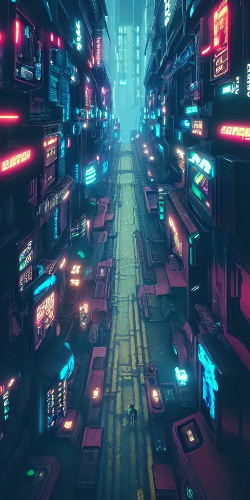 Image similar to epic cyberpunk arcade city : : blade runner, james guilleard, beeple, laurie greasley, dan mcpharlin : : ornate, dynamic, particulate, rich colors, intricate, elegant, highly detailed, centered, artstation, smooth, sharp focus, octane render, 3 d