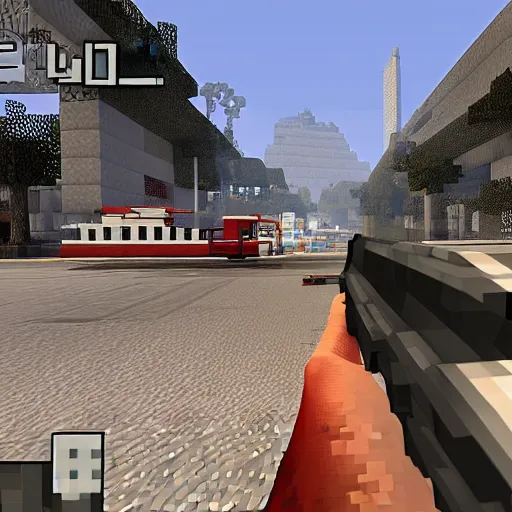 Image similar to GTA 5 in Minecraft, in American Psycho