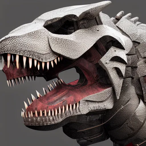 Image similar to mechanical t-rex suit, armored with firearms, photorealistic, 4k