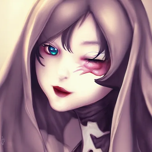 Image similar to Cute girl grim reaper is blushing by artgerm