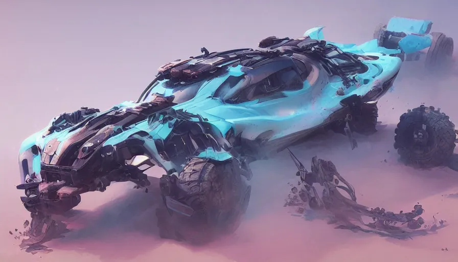 Image similar to a beautiful concept design of a supercar converted into offroad suv by cory loftis, fenghua zhong, ryohei hase, ismail inceoglu and ruan jia. volumetric light, detailed, octane render, horizon zero dawn