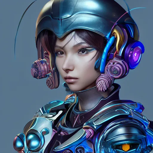 Image similar to studio portrait of lawful good colorful female holy mecha paladin absurdly beautiful, elegant, young sensual graceful woman, ultrafine hyperrealistic detailed face illustration by kim jung gi, irakli nadar, intricate linework, sharp focus, bright colors, matte, octopath traveler, final fantasy, unreal engine highly rendered, global illumination, radiant light, intricate environment