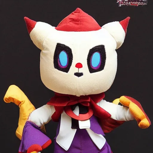 Image similar to cute fumo plush of the arson - loving fiendish trickster who often sets empty houses on fire, monster