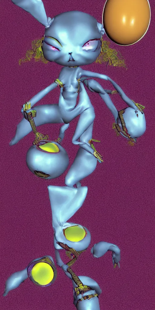 Prompt: malice doll psx rendered early 90s net art lunars egg