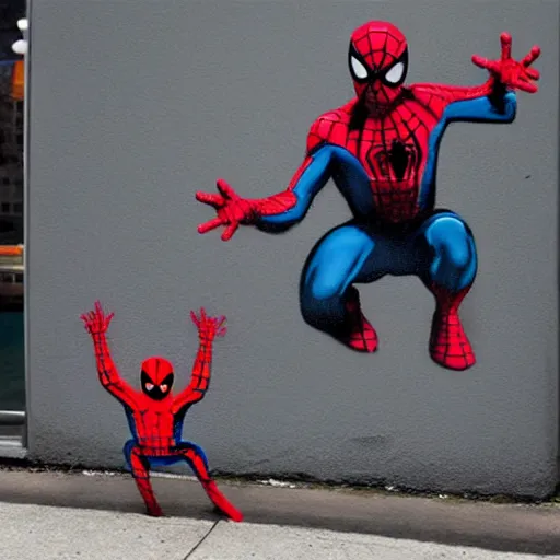 Prompt: spider - man by banksy