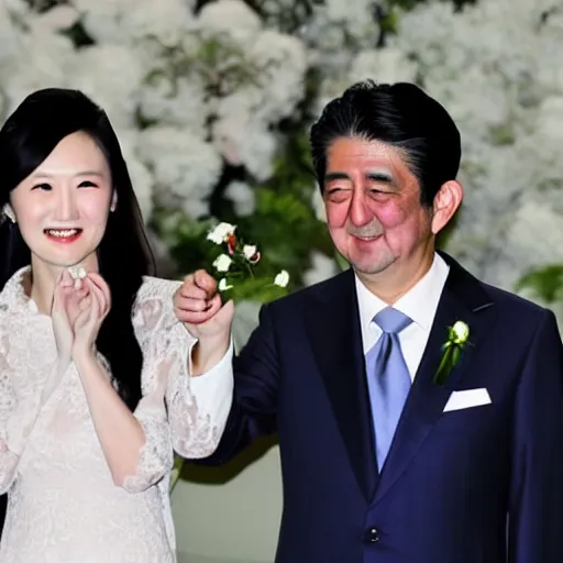 Prompt: The wedding of Tsai Ing-wen and Shinzo Abe.