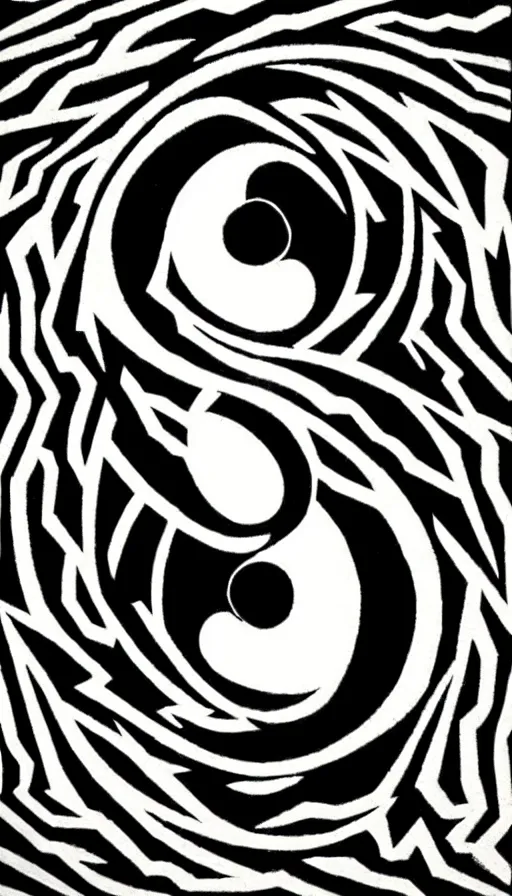 Image similar to Abstract representation of ying Yang concept, by Yoshihiro Togashi