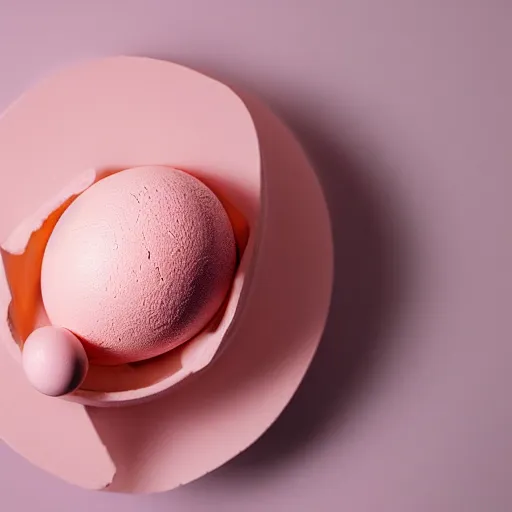 Image similar to pink ice cream hatching out of an egg, professional photo