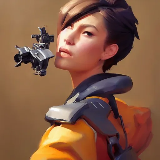 Image similar to greg manchess portrait painting of kiki delivery serives as overwatch character, medium shot, asymmetrical, profile picture, organic painting, sunny day, matte painting, bold shapes, hard edges, street art, trending on artstation, by huang guangjian and gil elvgren and sachin teng