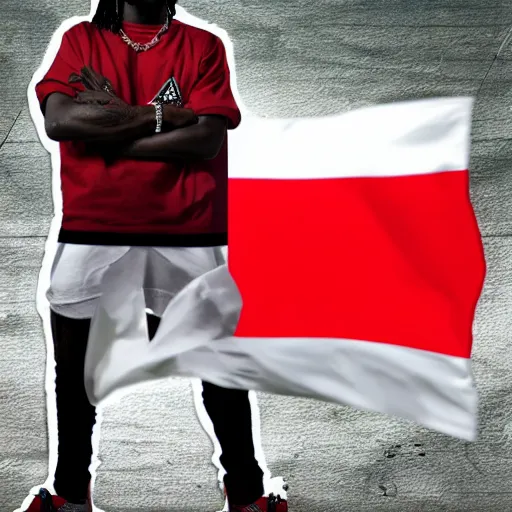 Image similar to chief keef holding a palestine flag 4 k quality super realistic