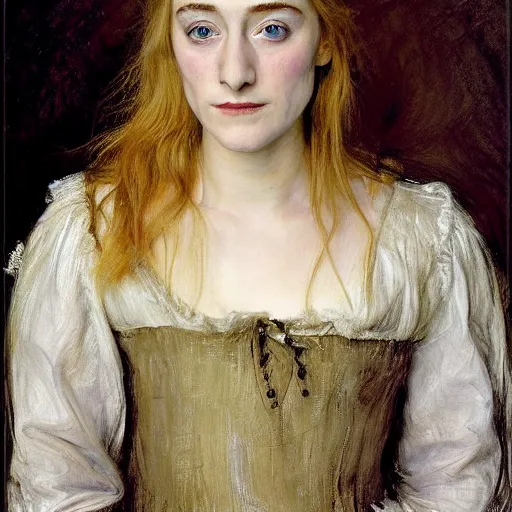 Image similar to a true-to-life portrait of Saoirse Ronan painted by John Everett Millais, real life accurate, Saoirse Ronan actress,