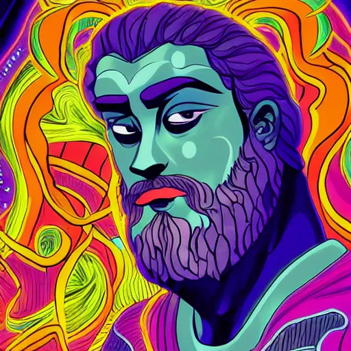 Prompt: a detailed portrait of a zeus god with a propper face anime art by lisa frank, dan mumford, trending on artstation, wallpaper 4 k