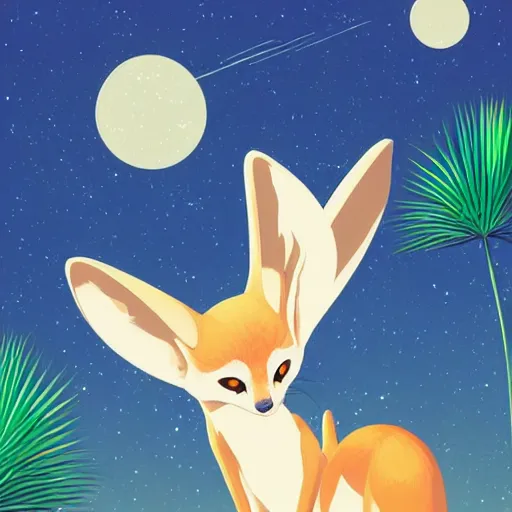 Prompt: fennec fox, clean cel shaded vector art. shutterstock. behance hd by lois van baarle, artgerm, helen huang, by makoto shinkai and ilya kuvshinov, rossdraws, illustration, foolish palm tree