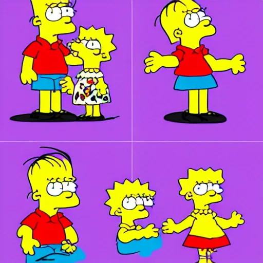 Image similar to the simpons in the style of the peanuts comics without any speech bubbles
