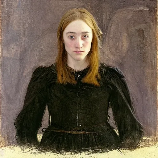 Image similar to a true-to-life portrait of Saoirse Ronan painted by John Everett Millais, real life accurate, Saoirse Ronan actress,