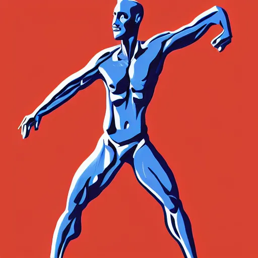 Image similar to an expressive stylized digital painting of a figure in a dynamic pose