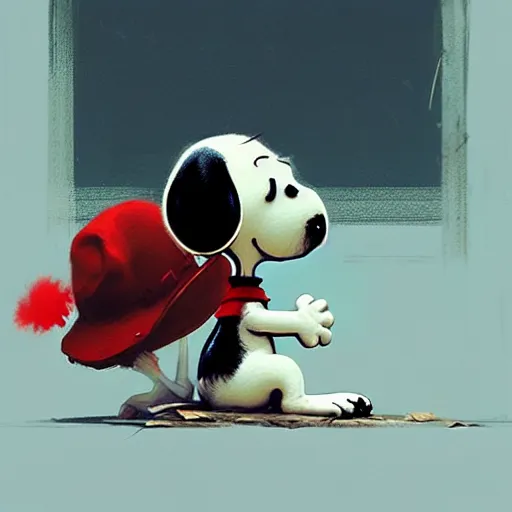 Image similar to snoopy, sharp focus, illustration, highly detailed, digital painting, concept art, matte, art by ruan jia and wlop and greg rutkowski, masterpiece