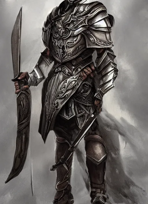 Image similar to warrior character portrait paladin old male hobbi fantasy