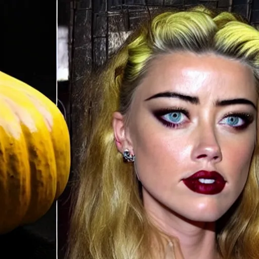 Image similar to gourd carved to look like the face of amber heard