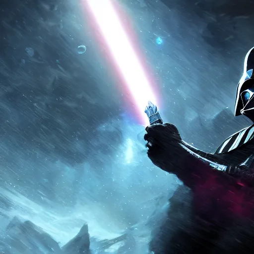 Image similar to portrait of darth vader, league of legends amazing splashscreen artwork, legends of runeterra, splash art, natural light, elegant, photorealistic facial features, intricate, fantasy, detailed face, atmospheric lighting, anamorphic lens flare, cinematic lighting, league of legends splash art, hd wallpaper, ultra high details by greg rutkowski