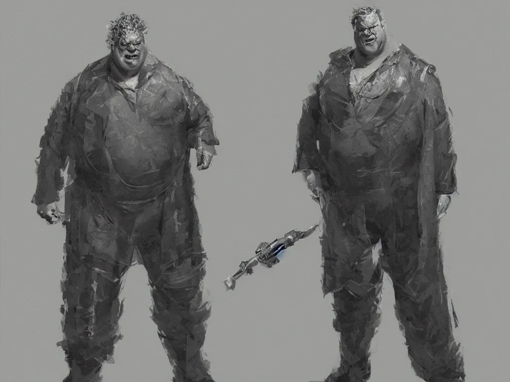 Image similar to full body portrait of kenneth mcmillan as the baron harkonnen, craig mullins style