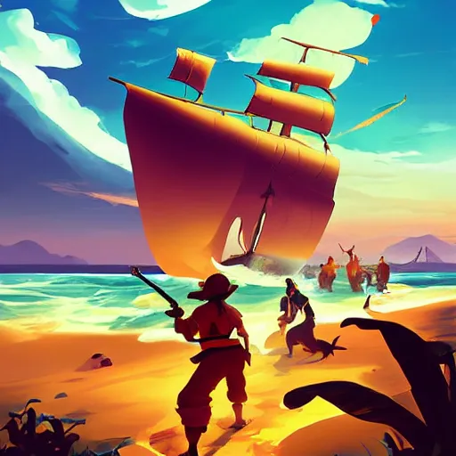 Image similar to painting treasure on sea of thieves game smooth median photoshop filter cutout vector, behance hd by jesper ejsing, by rhads, makoto shinkai and lois van baarle, ilya kuvshinov, rossdraws global illumination