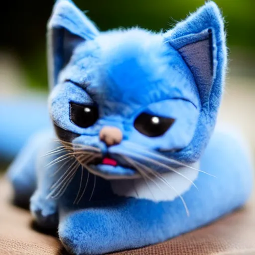 Image similar to a blue kitten made of plush, cute