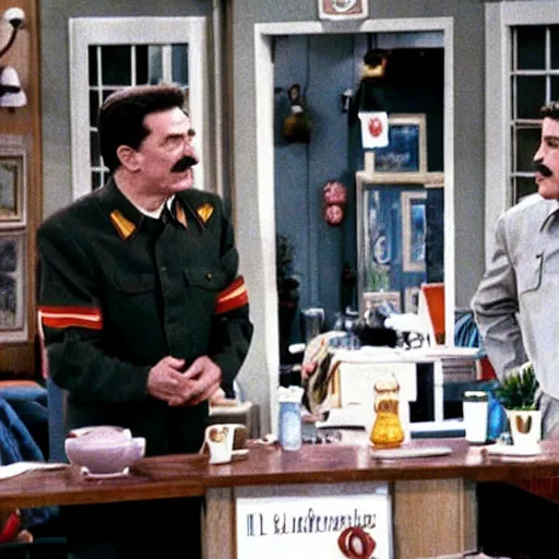 Image similar to A still of Stalin in the 1990s sitcom Friends