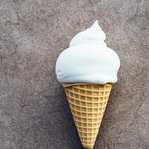 Prompt: a detailed photograph of a levitating ice cream cone that looks like a rotten tooth